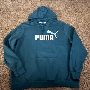 Puma Teal Green Logo Pullover Hoodie